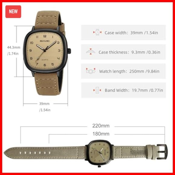 Square Analog Leather Watch Waterproof Unisex Gift Quartz Movement main image 6